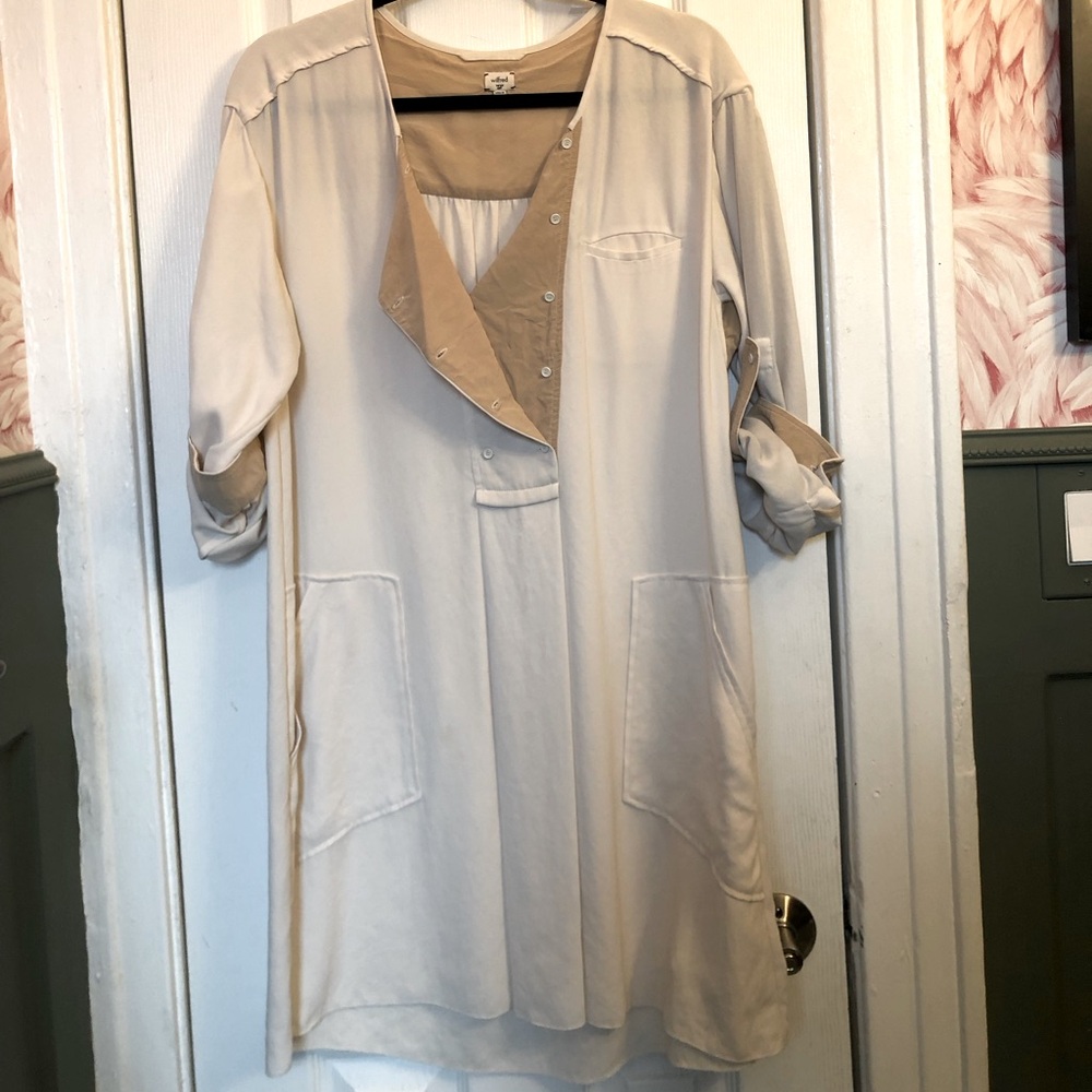 Wilfred 100% silk long sleeve cream dress/tunic size L